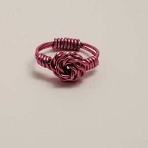 Pink wire rose ring